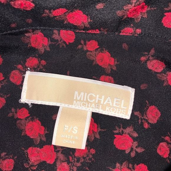 Michael Kors Black Floral Zip Front Top Size Small - Picture 2 of 3